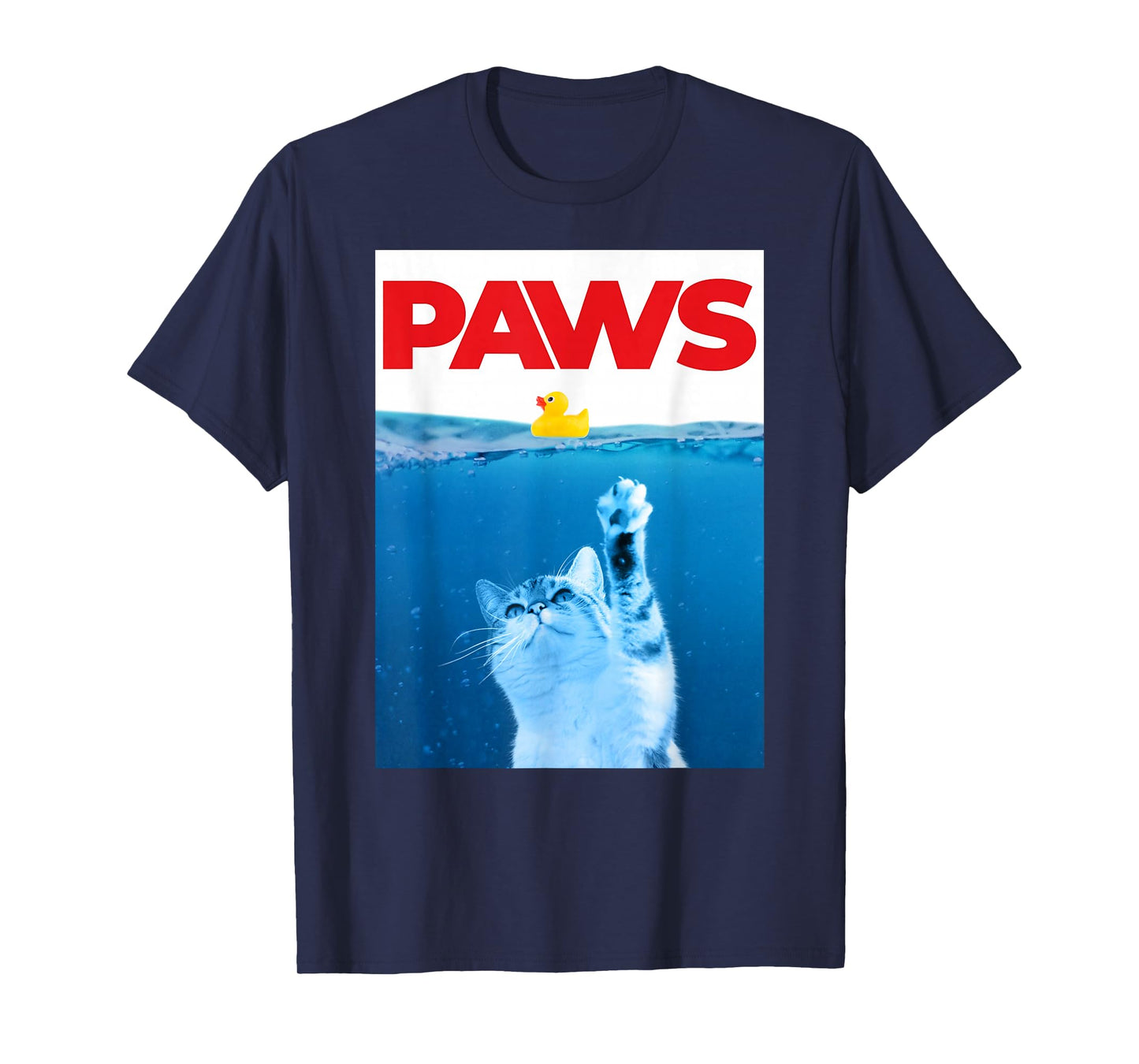 PAWS Cat Yellow Rubber Duck Paws Parody Funny Cat Lover T-Shirt