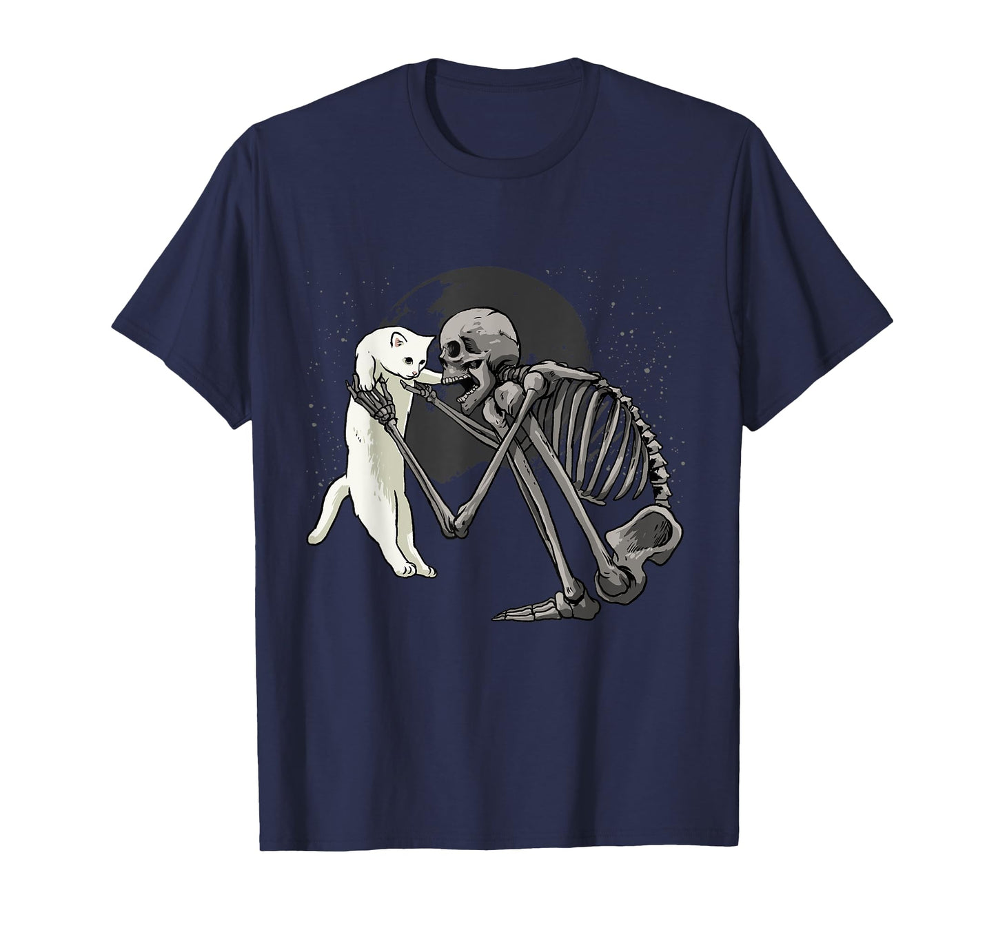 Halloween Skeleton Cat Shirt Funny Skeleton Holding Cat Pet Men Women Kids T-Shirt