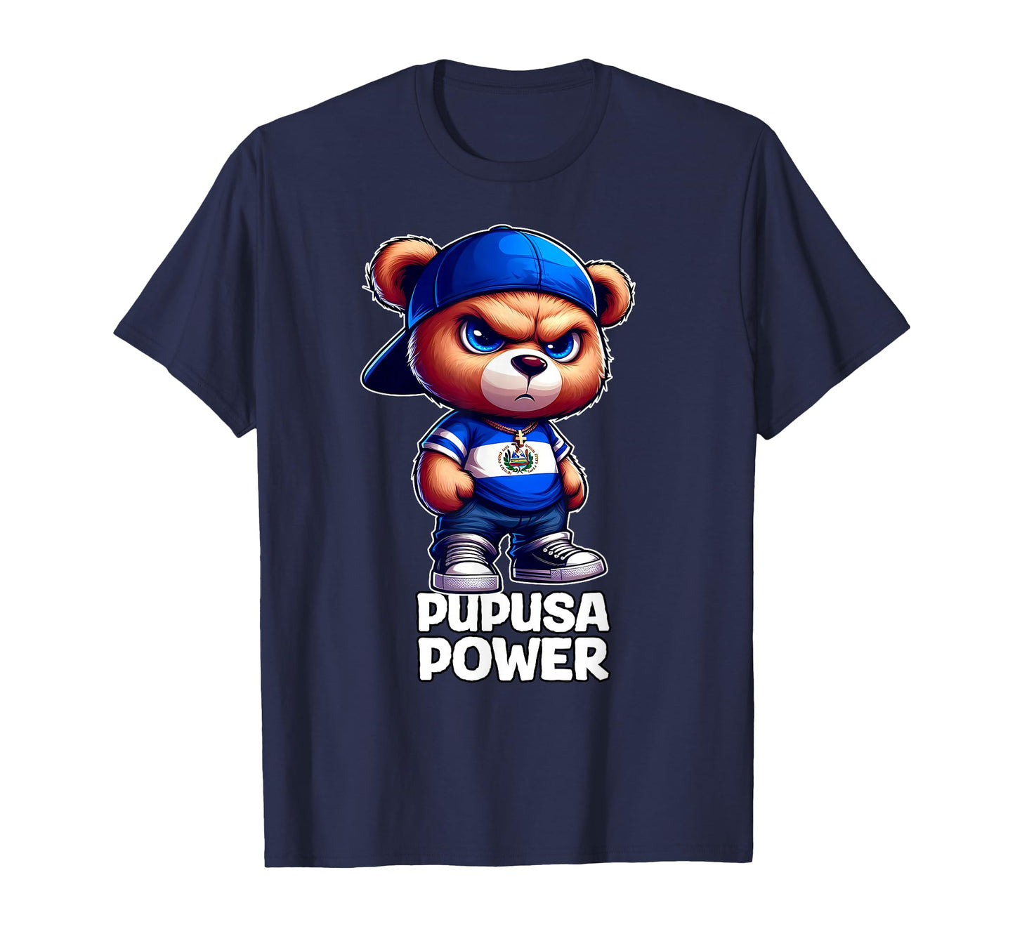 PUPUSA Power Cute Teddy Bear El Salvador Flag Salvadorian T-Shirt