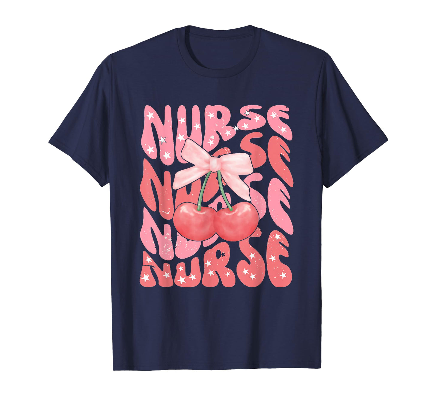 Cute Cherry Coquette Nurse Pink Bow Girlcore Nurse ICU ER RN T-Shirt