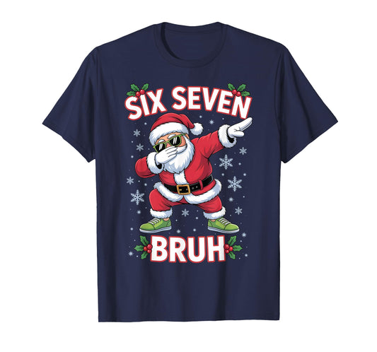 Funny Six Seven Bruh 67 Christmas Santa Dabbing Xmas Boy Kid T-Shirt