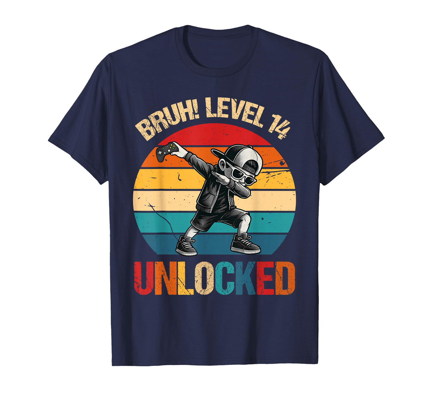 14 Years Old Dabbing Boy Bruh 14th Level Unlocked Birthday T-Shirt