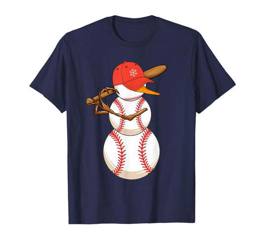 Baseball Snowman Balls Snow Christmas Xmas For Men Women T-Shirt
