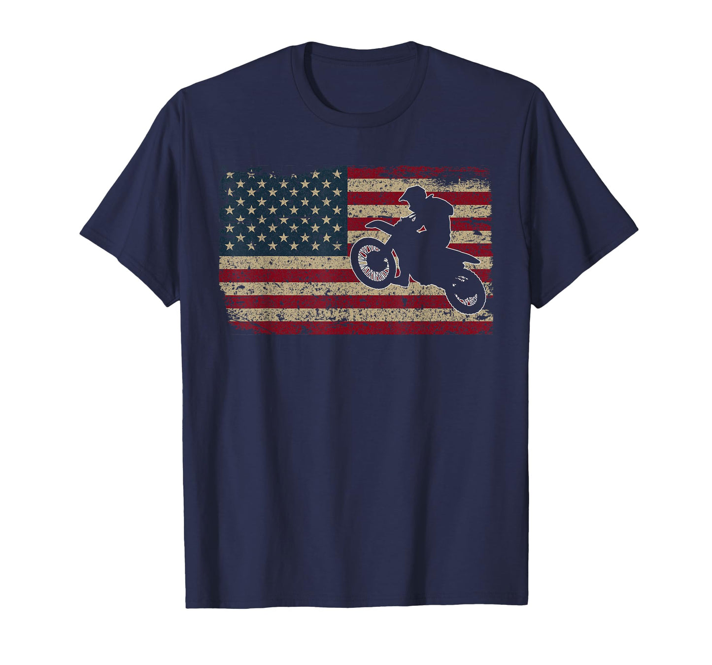 Dirt Biker America Flag Gift Motorcycle Patriotic Motocross Women Kids Men T-Shirt