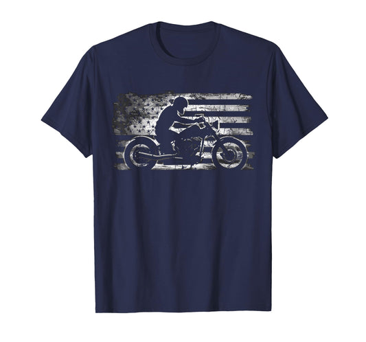 Motorcycle USA Flag American T-Shirt