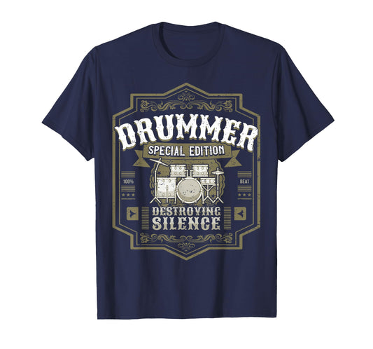 Vintage Drummer Drumming Drums Drum Kit Percussion T-Shirt