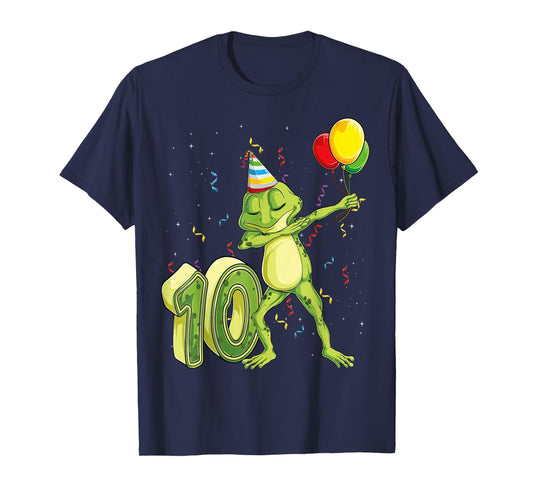 Funny Dab Frog 10th Birthday Ten 10 Years Old Bday Kids Boys T-Shirt