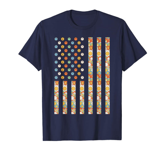Hippy USA Outfit American Flag Hippie 1960s 1970s USA Groovy T-Shirt