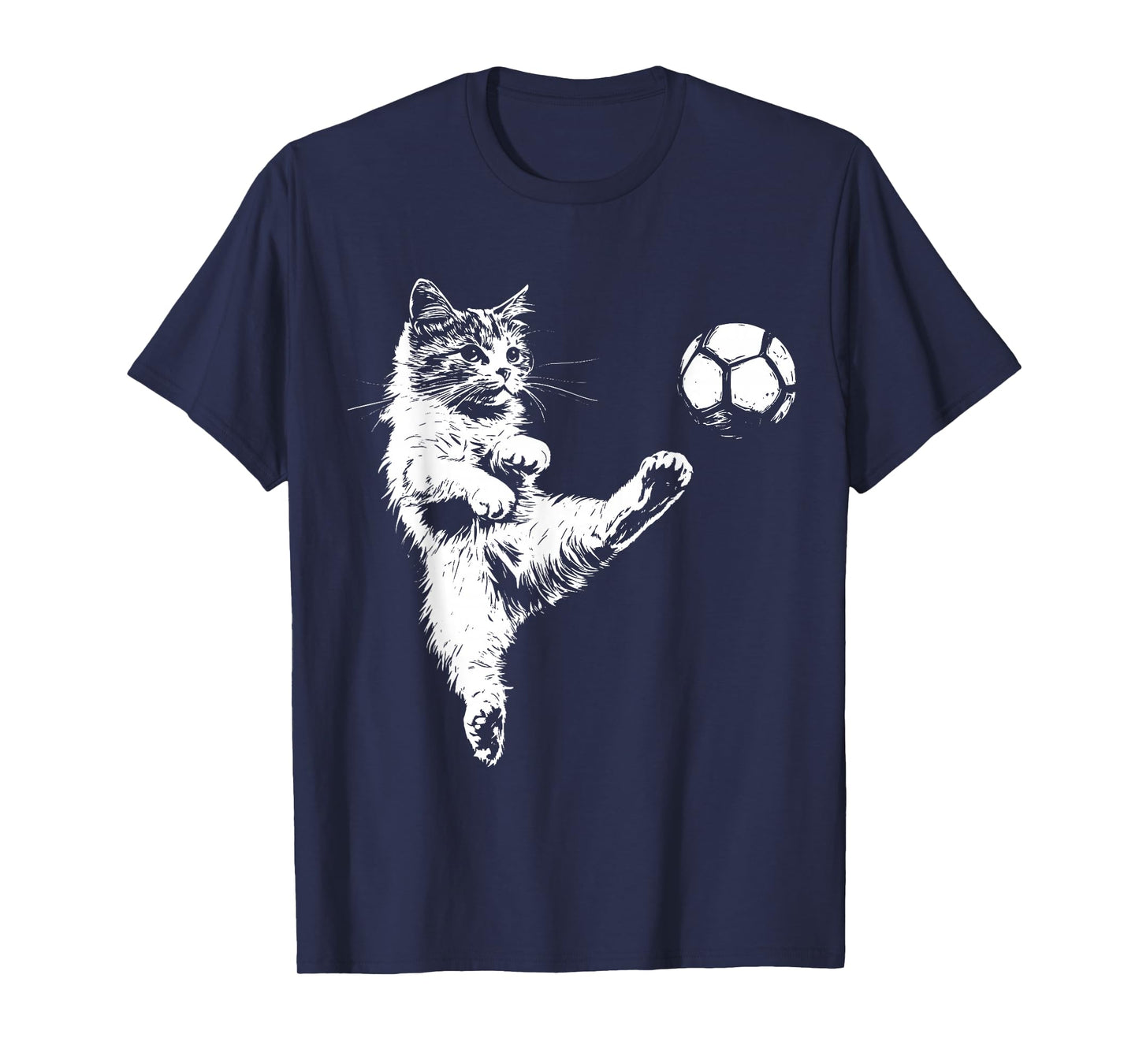 Funny Cat Soccer Ball Graphic T-Shirt