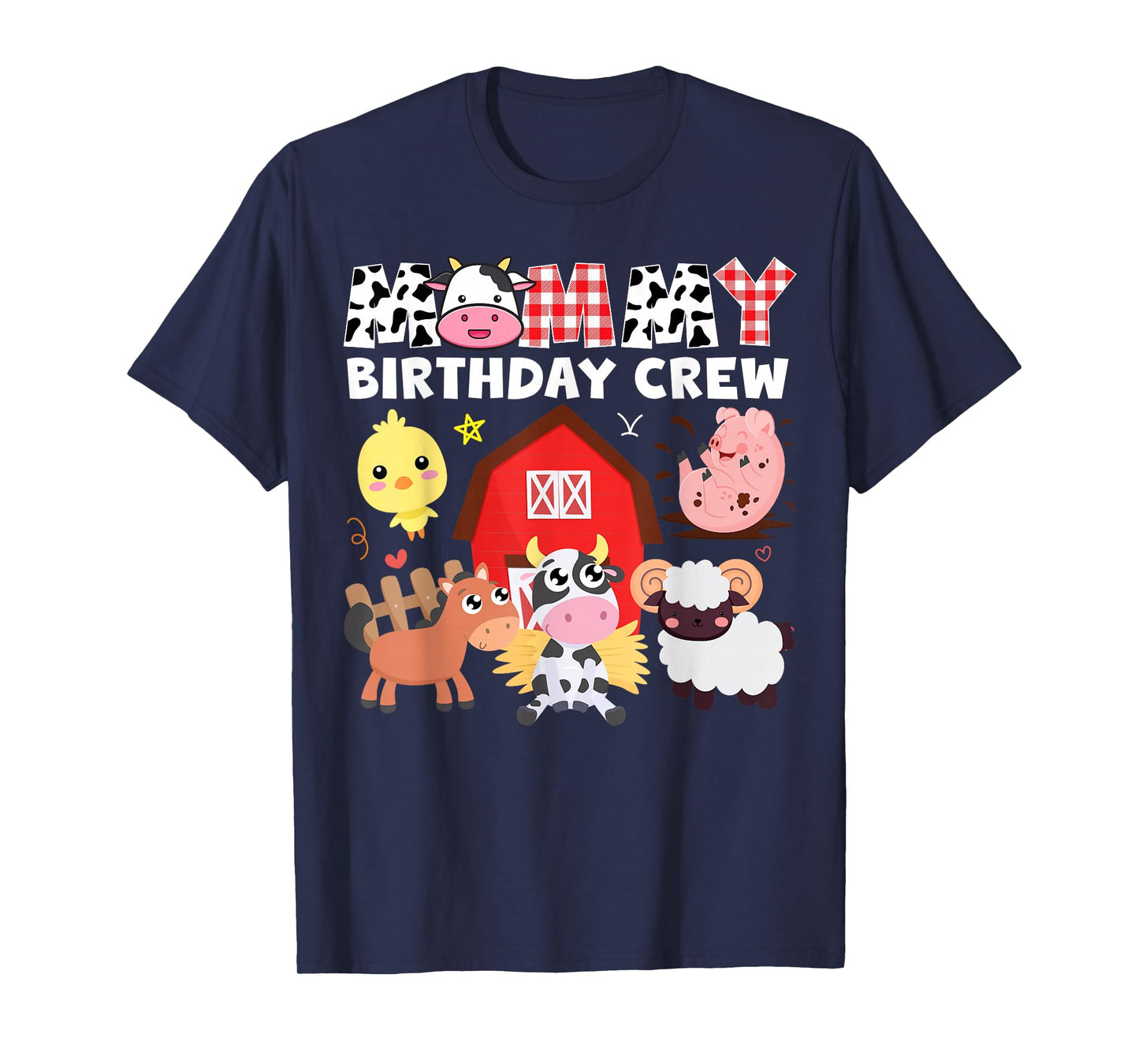 Cow Mommy Birthday Crew Farm Theme Animals Birthday Party T-Shirt
