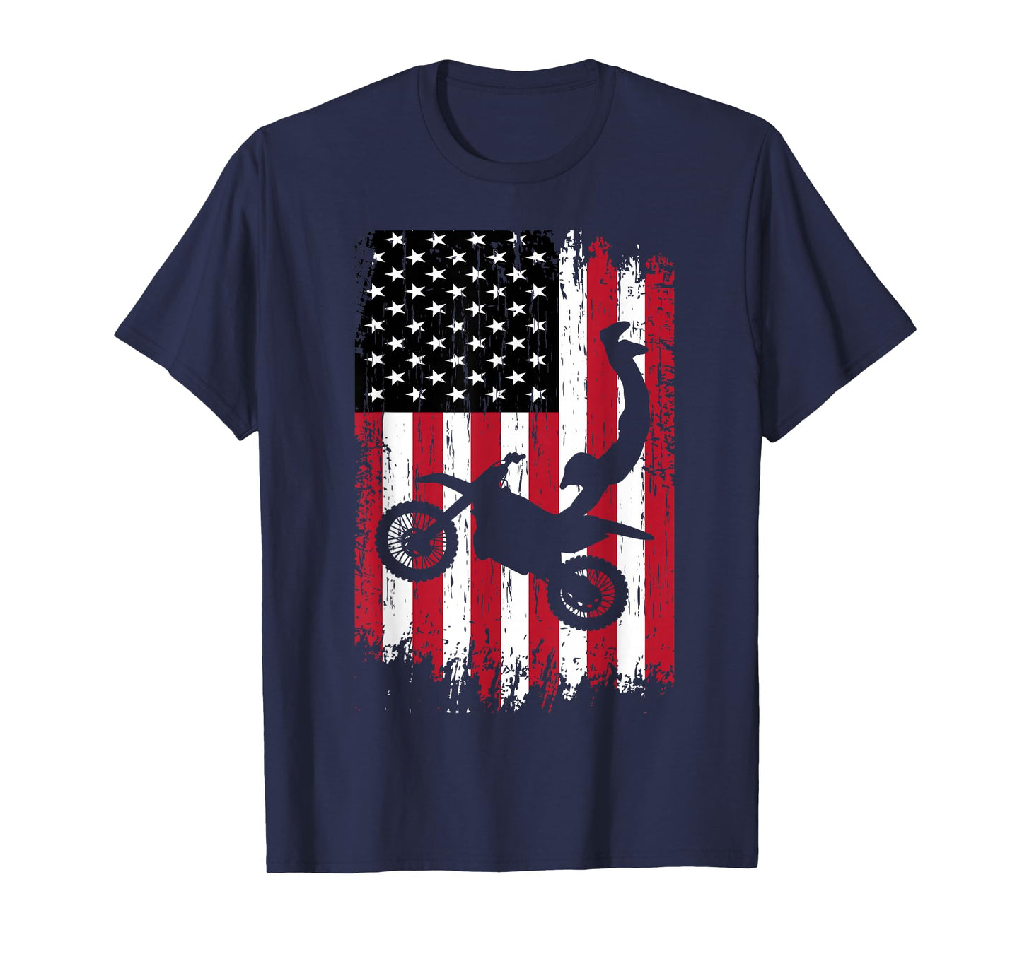 Supercross Freestyle Motocross American Flag Motorcycle T-Shirt