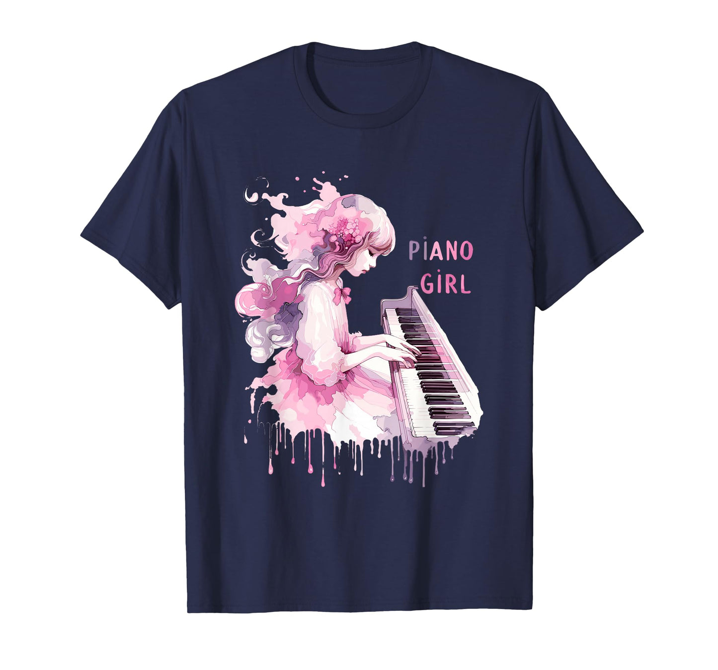 Cute Watercolor Piano Girl Pianist Keyboard Musician Music T-Shirt