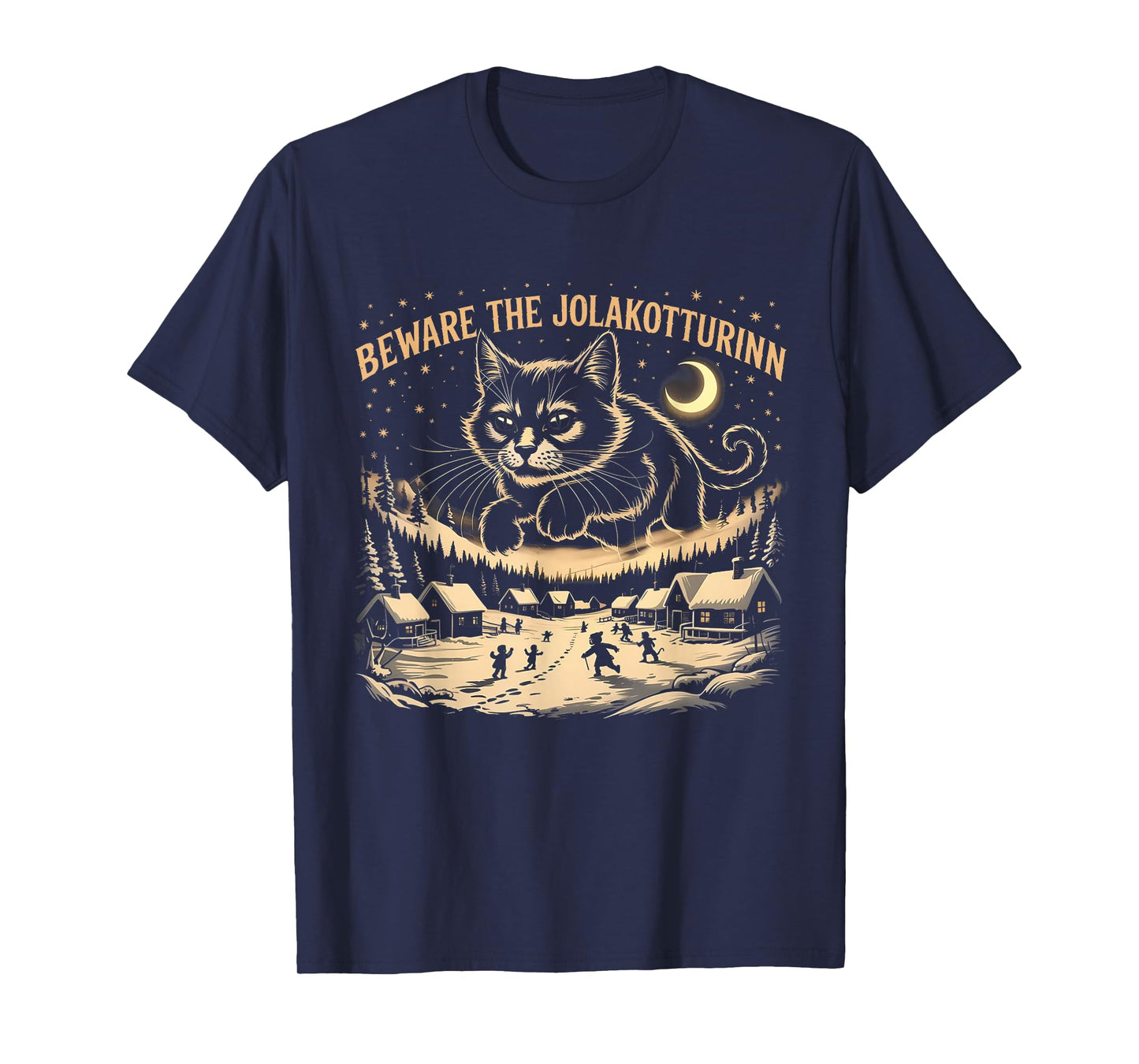 Creepmas Funny Yule Cat Beware The Jolakotturinn Dark Xmas T-Shirt