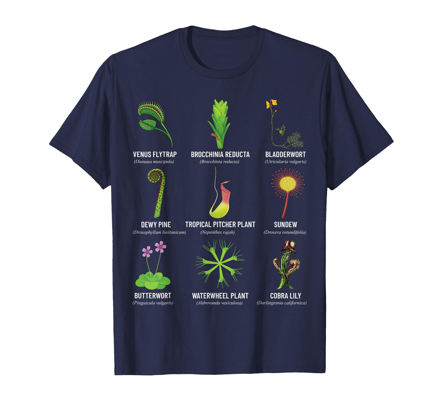 Carnivorous Plants Chart Venus Flytrap, Pitcher Plant T-Shirt