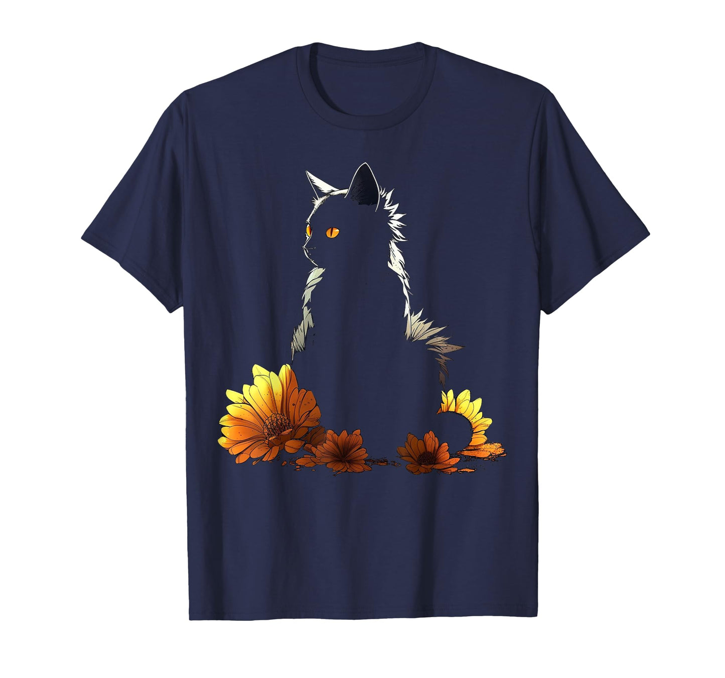 Cat Flowers Artwork - Cat Motif Animal T-Shirt