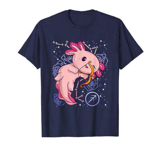 Sagittarius Zodiac Axolotl Horoscope Astrology Birthday Girl T-Shirt