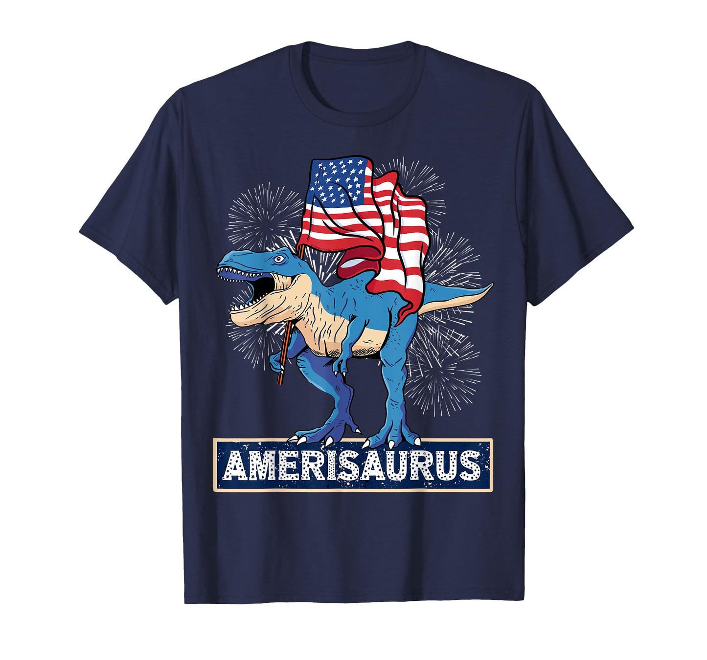 Patriotic AmeriSaurus USA Flag Boys Girls Kids 4th of July T-Shirt