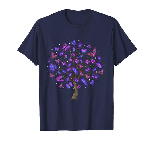 Animal Purple Butterflies Tree Nature Butterfly T-Shirt