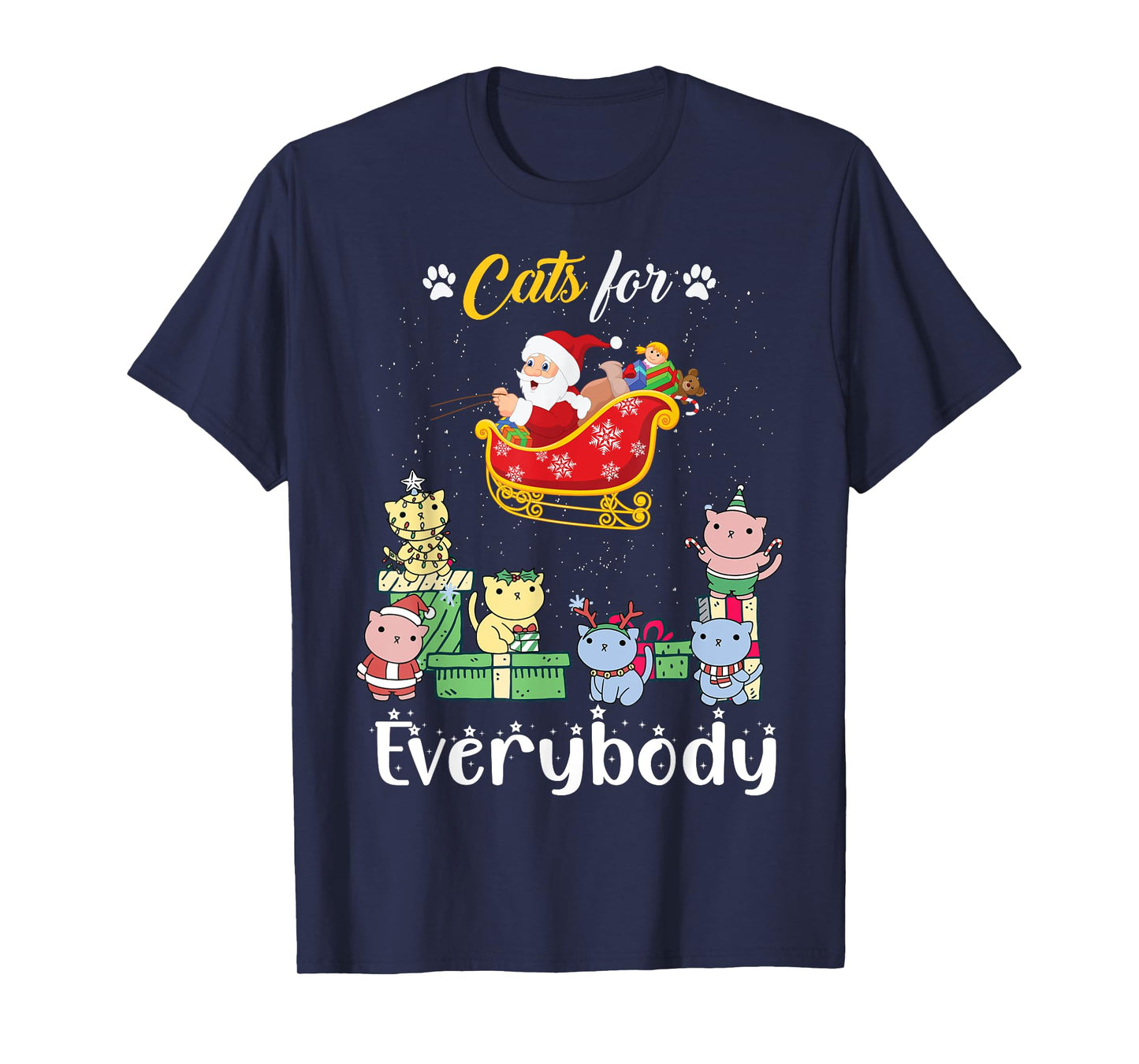 Cats For Everybody Santa Funny Christmas Pjs Xmas women T-Shirt