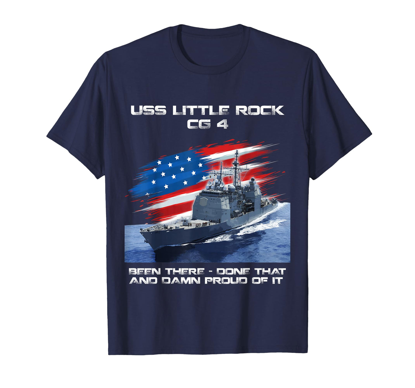 USS Little Rock CG-4 Class Cruiser American Flag Veteran Women Men T-Shirt