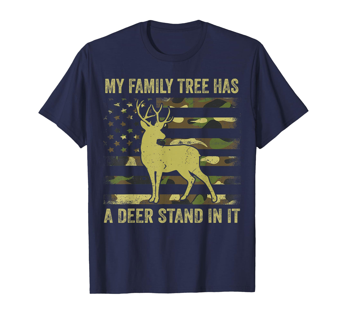 Men's Camo Deer Hunting Dad Jokes Family Tree Has Deer Stand T-Shirt