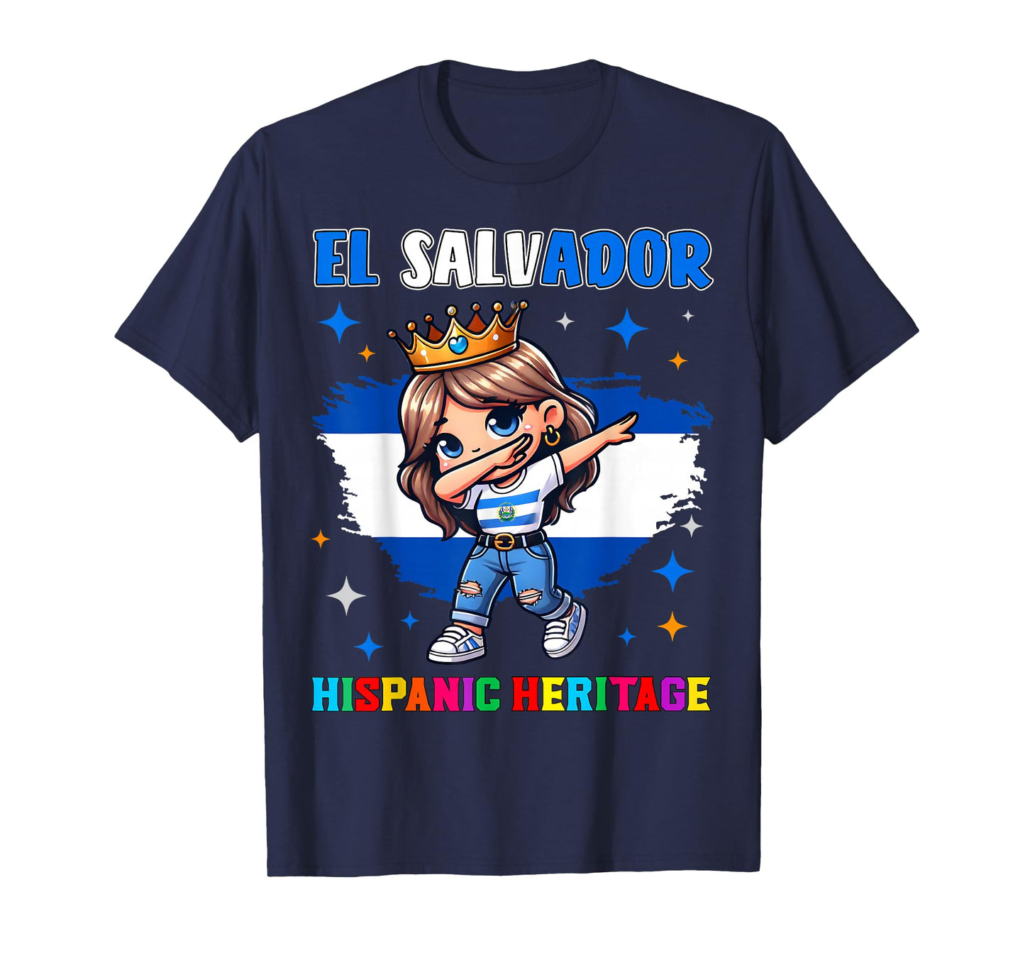 El Salvador Dabbing Girl Hispanic Heritage Celebration Kids T-Shirt
