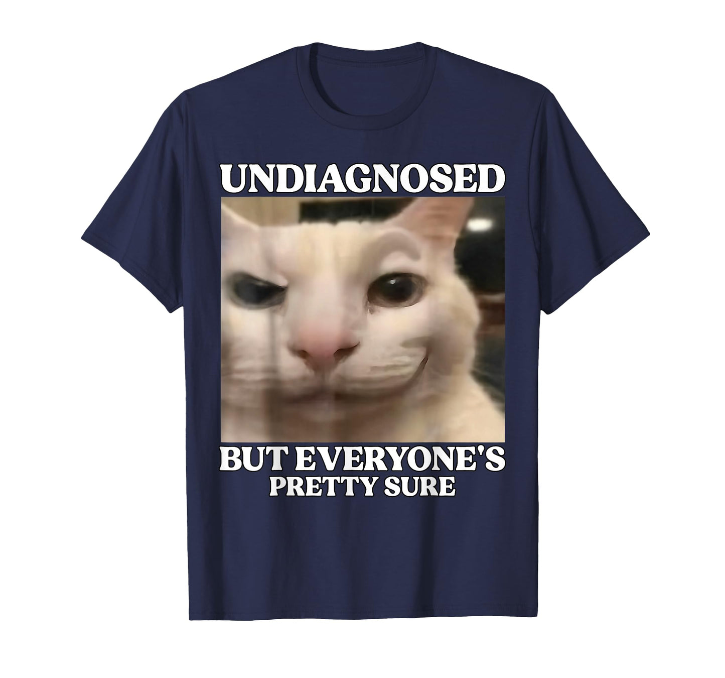 Undiagnosed But Everyone's Pretty Sure Funny Silly Cat Meme T-Shirt