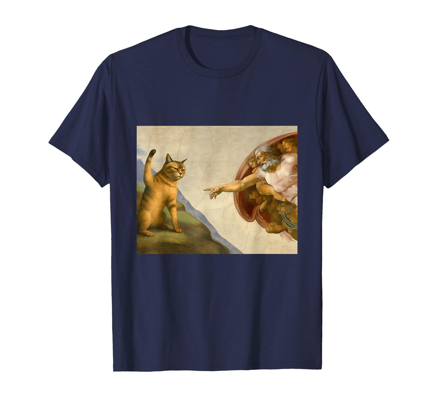 Funny Cat God Creation of Adam-Michelangelo Jesus Art Meme T-Shirt