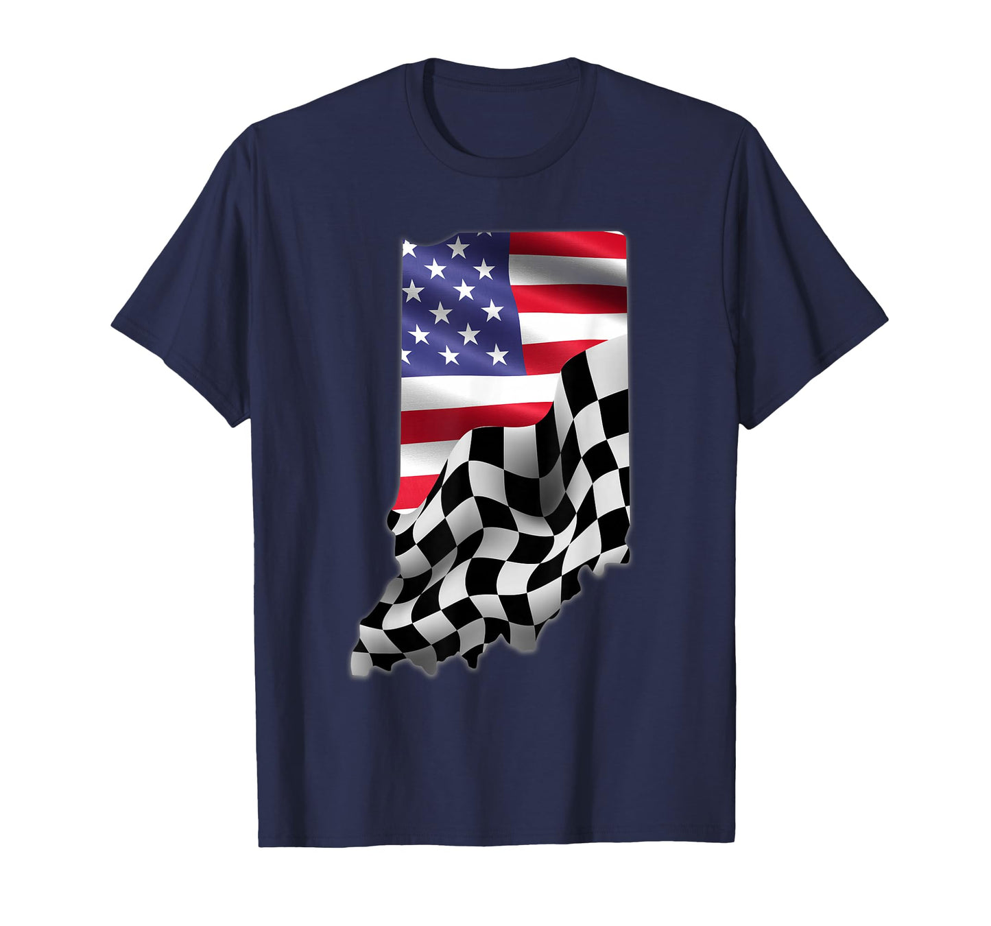 Indiana American Flag to Checkered Flag T-Shirt