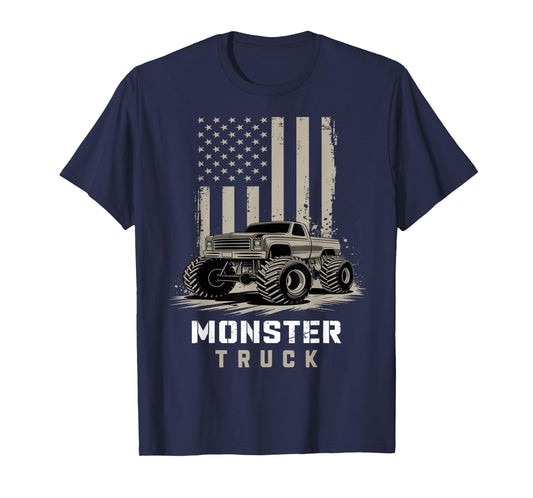 Monster Truck American Flag Racing USA Patriotic 4th of July T-Shirt