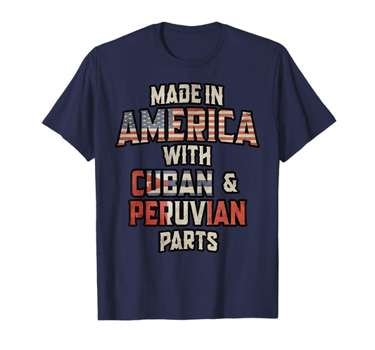 Cuban And Peruvian Made In America Mix DNA Heritage Vintage T-Shirt