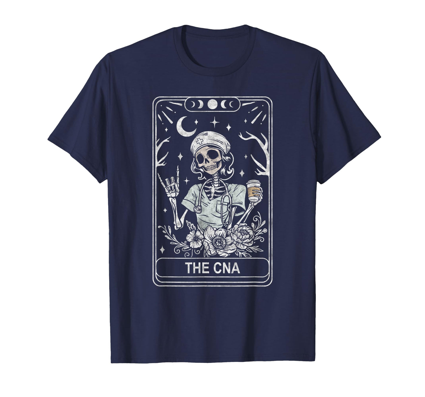 CNA Skeleton Certified Nurse Assistant Tarot Card Halloween T-Shirt