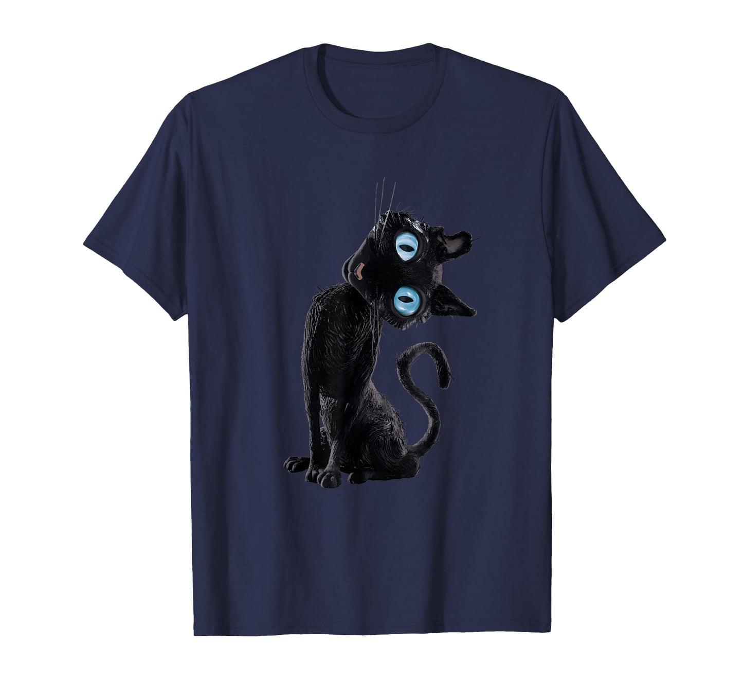 Black Cat Lazy Cute Meme Button Eyes Kitty Lovers T-Shirt