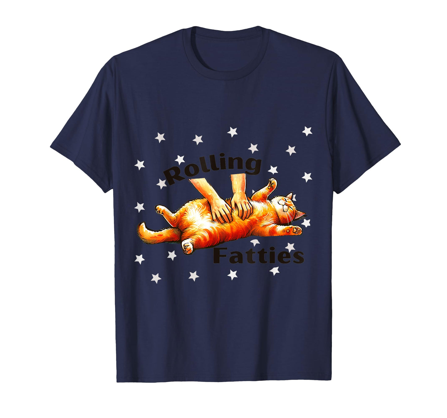 Funny Fat Orange Cat Rolling Fatties Tabby Cat Lover Design T-Shirt