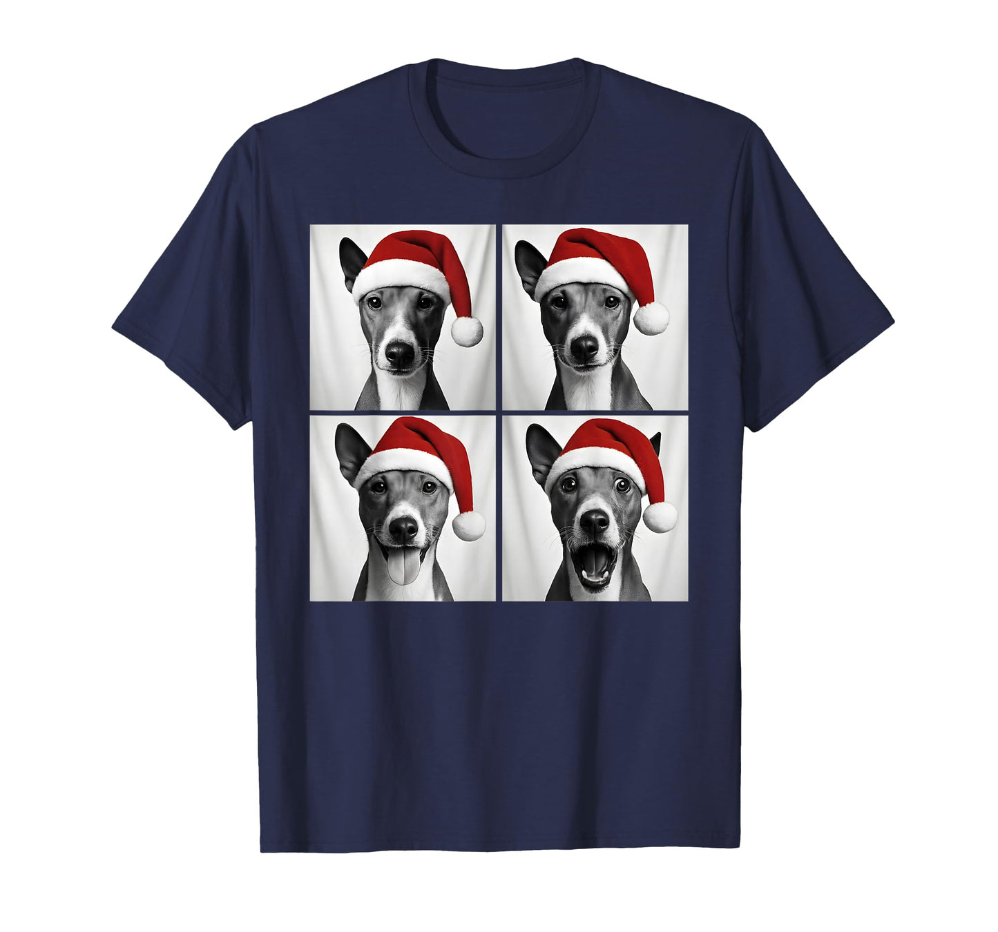 Funny Christmas Basenji Santa Dog Lover Photo Booth T-Shirt