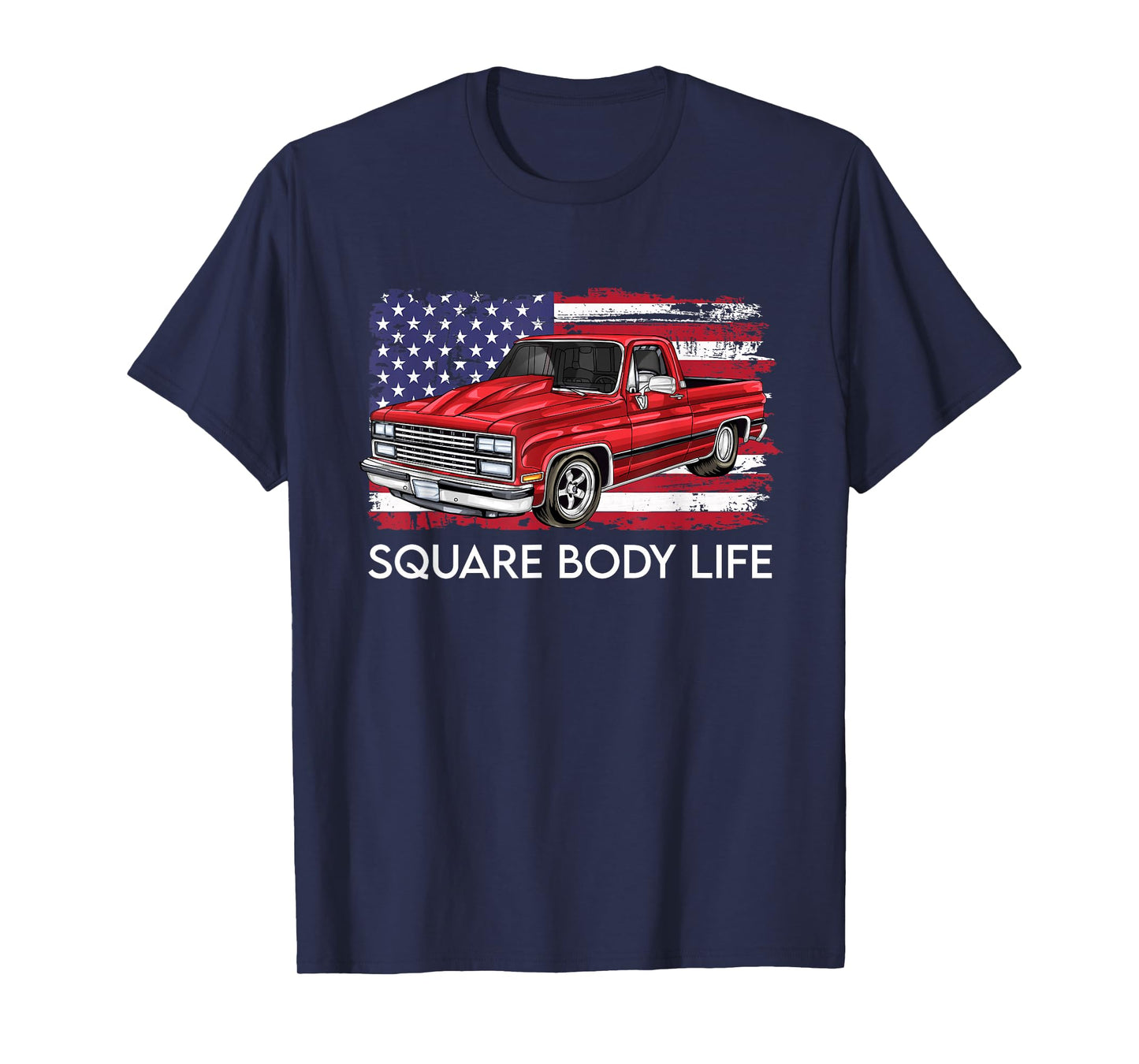 Square Body Life Truck Squarebody American Flag T-Shirt