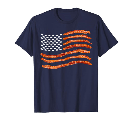 USA Bacon Flag | Cute US Dried Pigs Funny 4th of July Gift T-Shirt