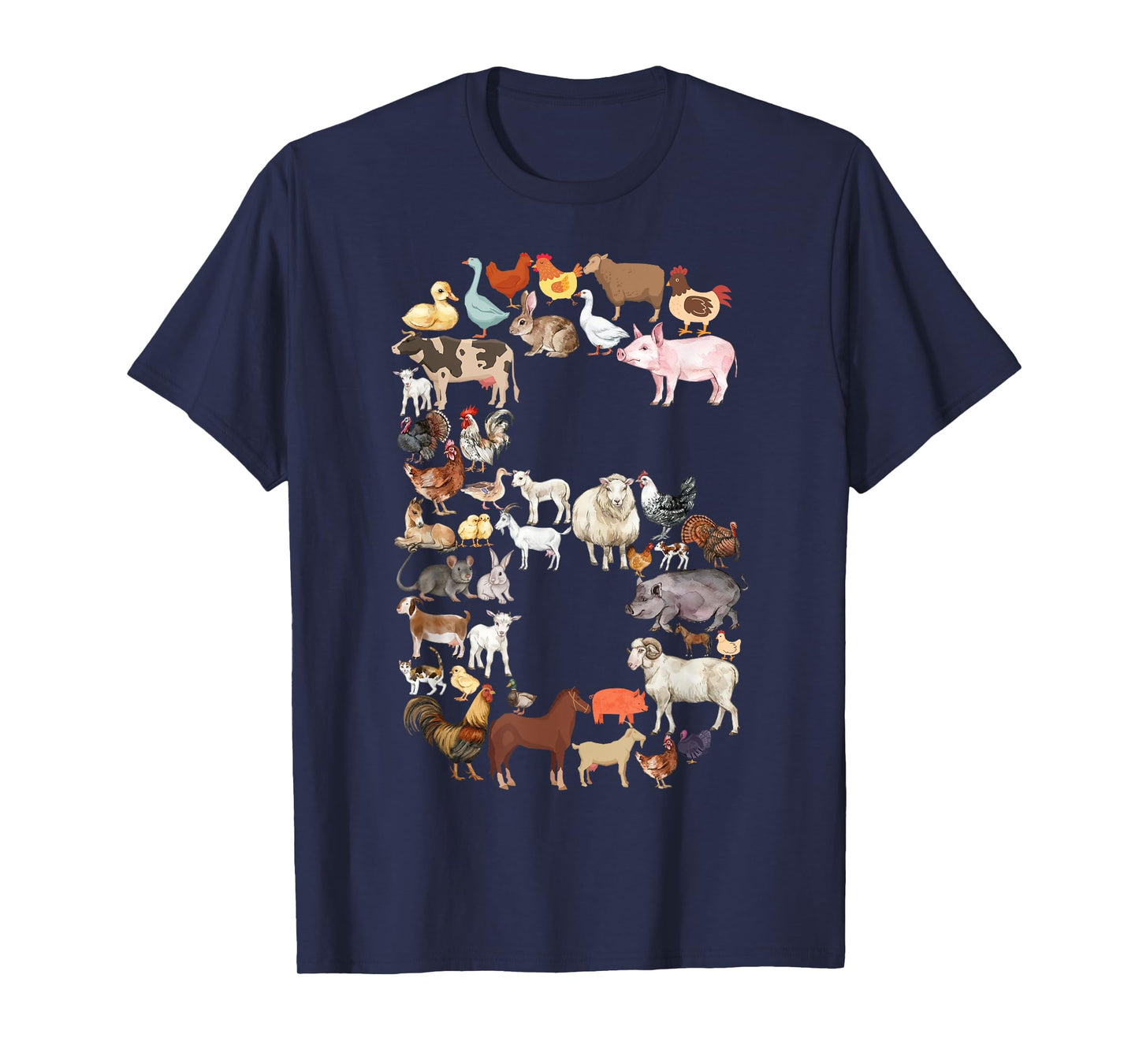 Fun 6th Birthday Farm Animals Theme Boy Kids 6 Year Old Bday T-Shirt