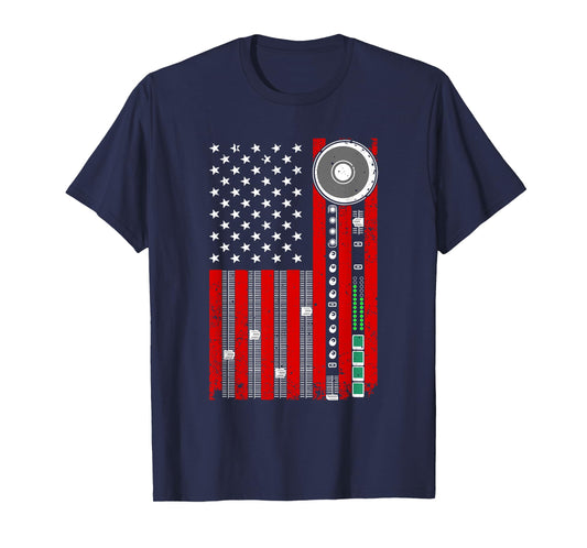 Cool Music Producer For Men Women American Flag Patriotic DJ T-Shirt