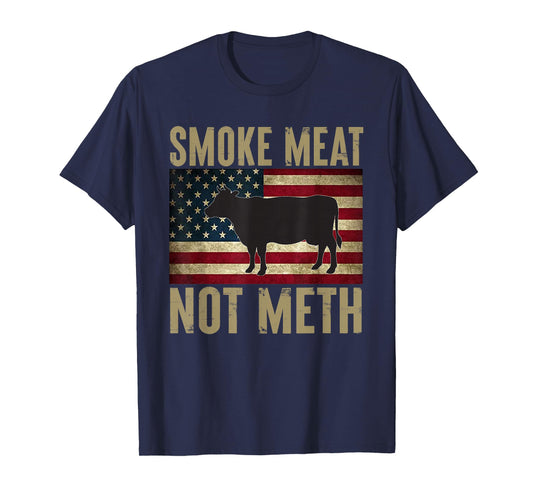 Smoke Brisket Not Meth USA Flag BBQ Lover Smoker Grilling T-Shirt