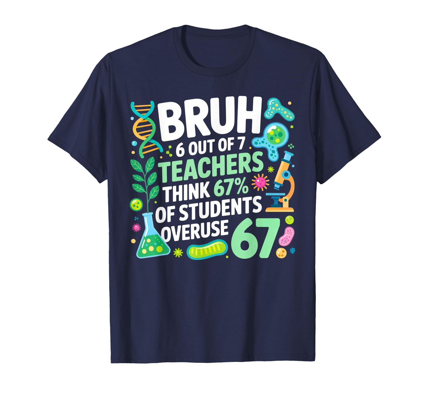 6 Out of 7 Teachers Think 67% of Students Overuse 67 Science T-Shirt