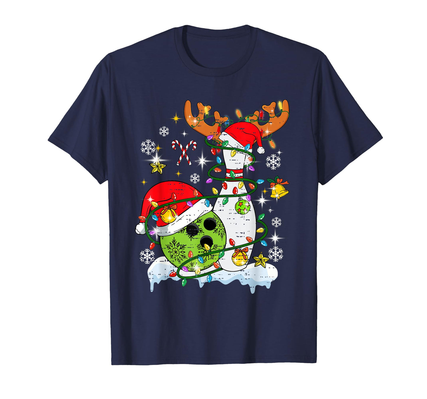 Christmas Bowling Hat Santa Bowler Xmas Sport Men Women Kids T-Shirt