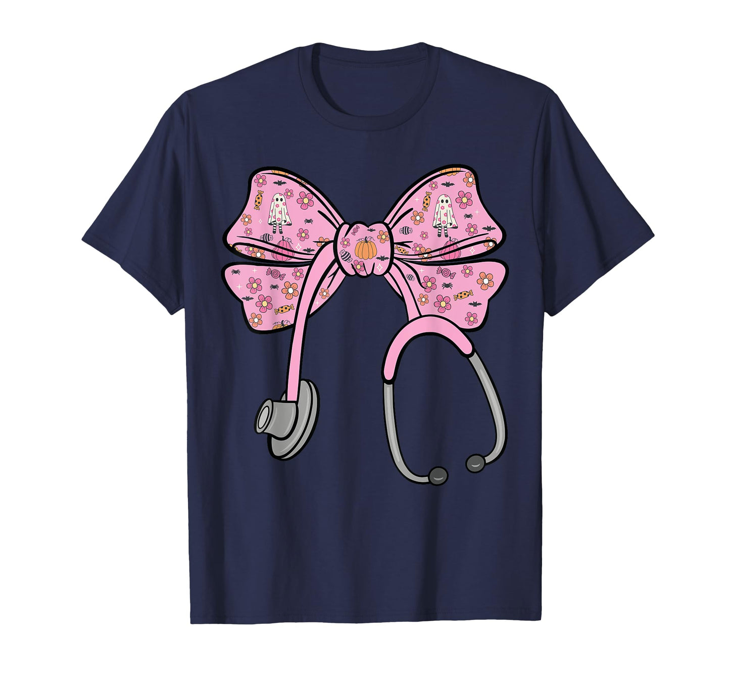 Cute Halloween Coquette Bow Stethoscope Cute Nurse T-Shirt