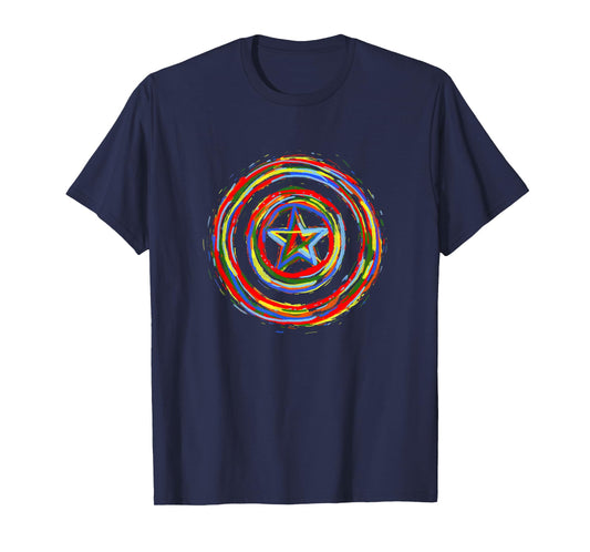 Marvel Comics Classic Captain America Rainbow Paint Shield T-Shirt