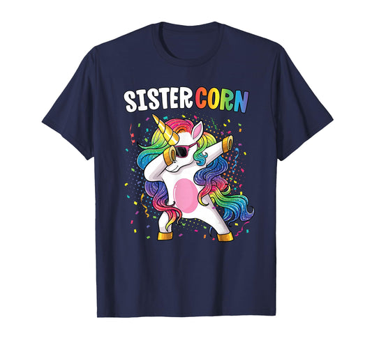 Sistercorn Girls' Shirt Unicorn Birthday Dabbing Sister T-Shirt