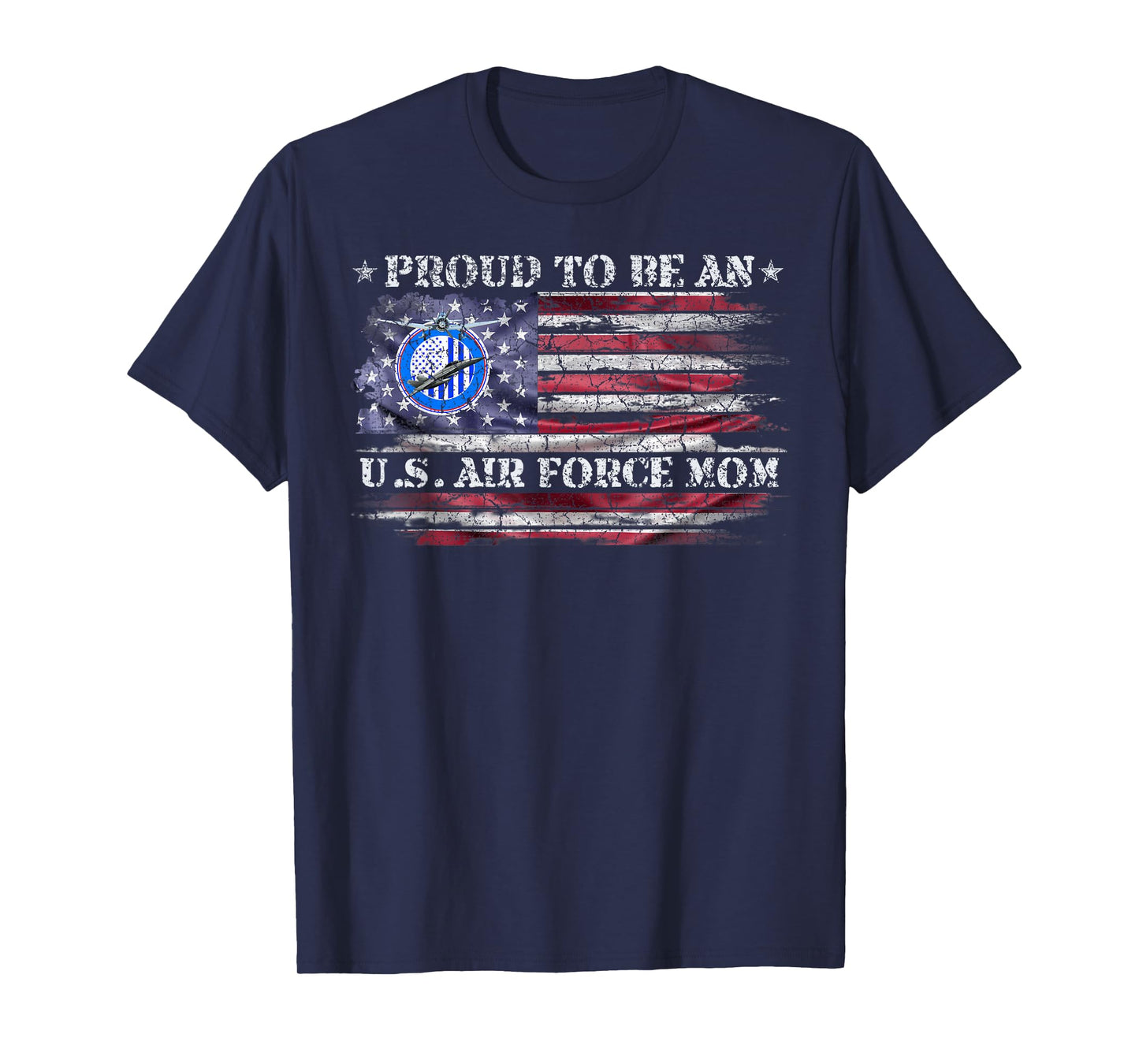 Vintage USA American Flag Proud To Be An US Air Force Mom T-Shirt