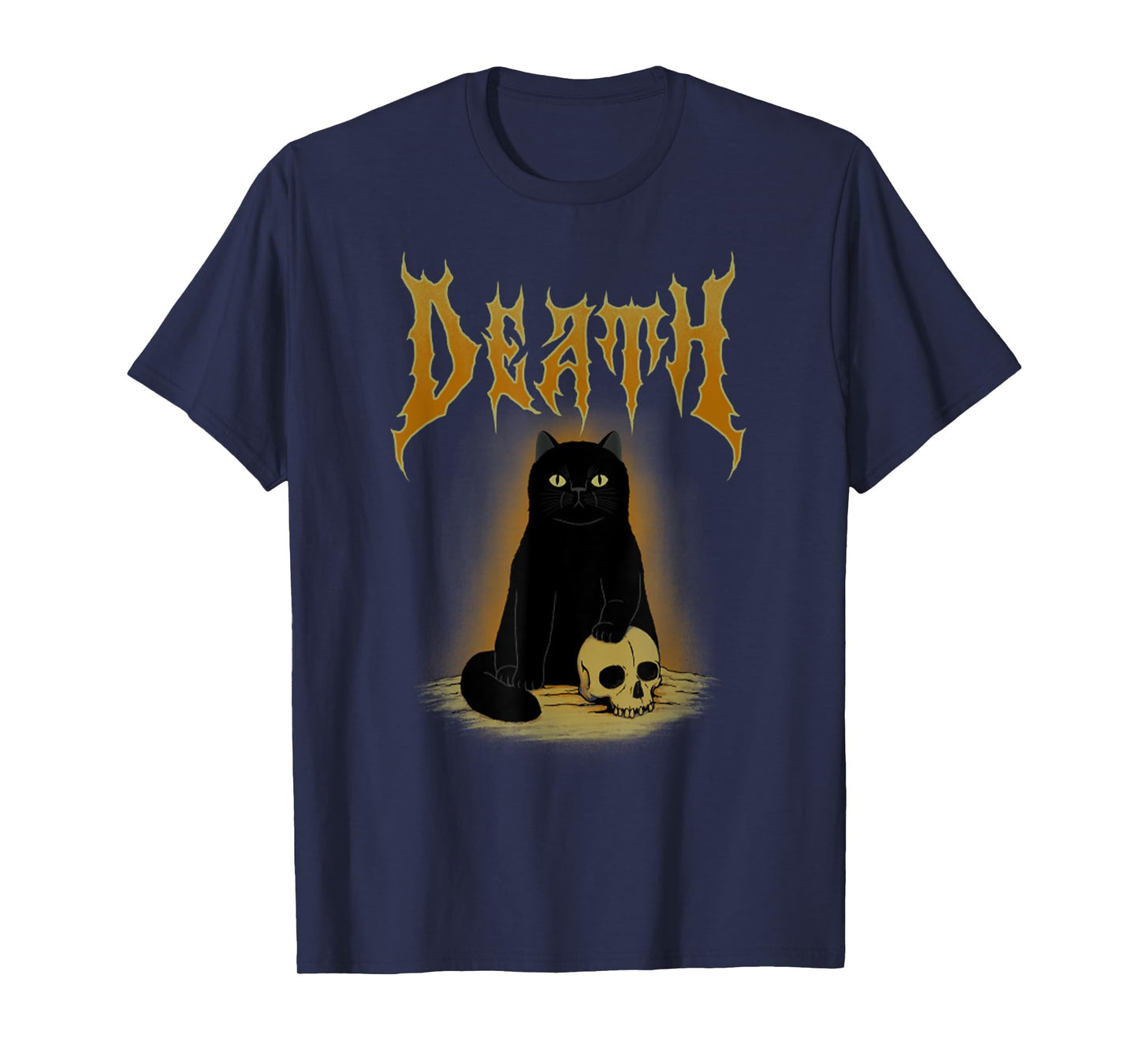 Vintage Death Metal Black Cat Skull Music Heavy Metal T-Shirt