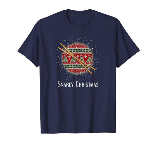 Funny Drummer Christmas Snare Drum Musician Holiday Drumming T-Shirt