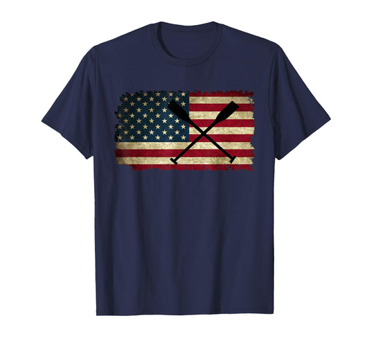 College Rowing Crew TShirt Row Team Oars American Flag Rower Women Kids Men T-Shirt