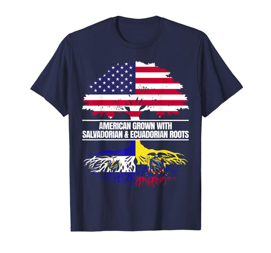 American Grown with Flag Salvadorian Ecuadorian Roots T-Shirt